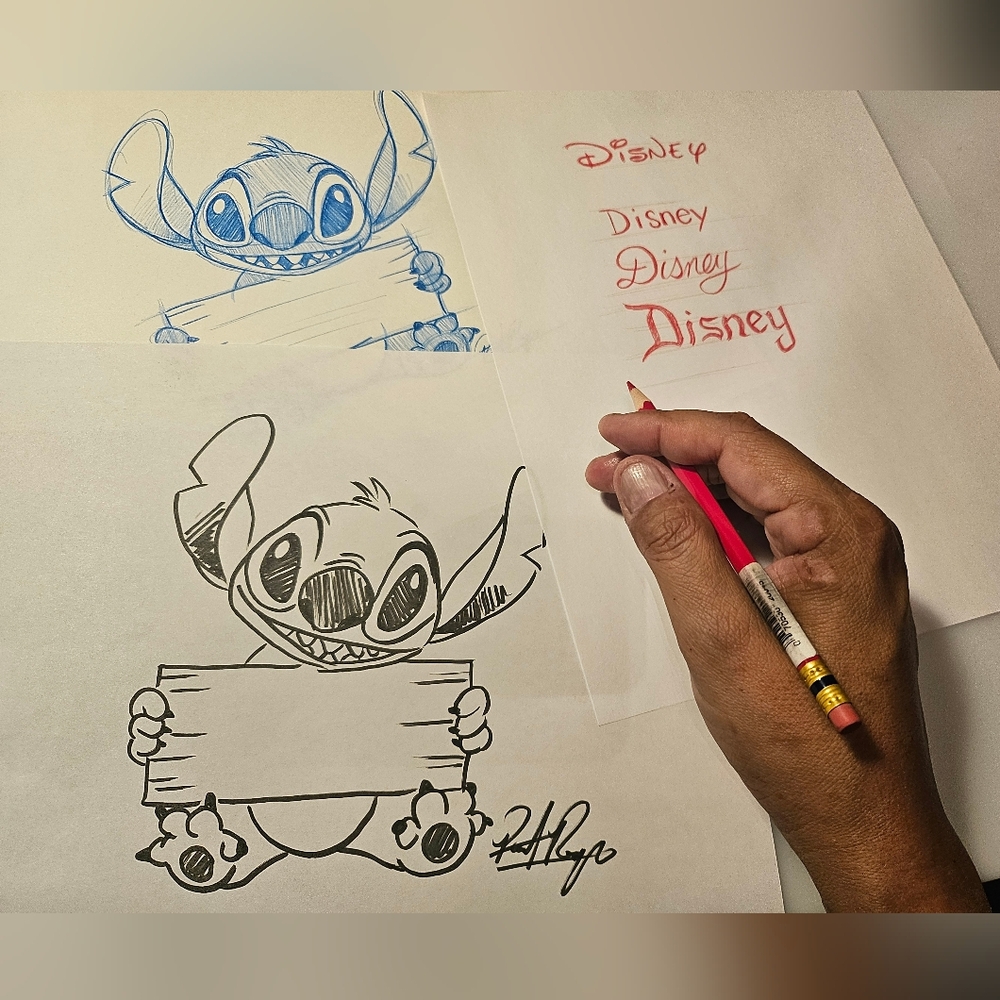 Disney Stitch Personalized/Customized Drawing/Sketch Character Art Handmade